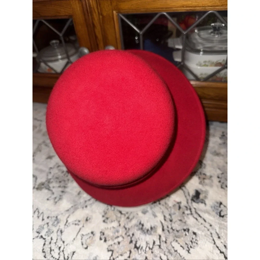 Nine West Red Wool Cloche Bucket Hat